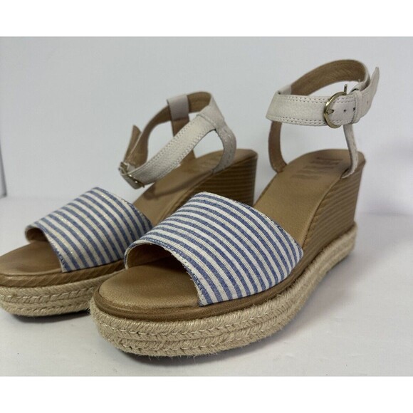 Sperry Top-Sider Fairwater Striped Wedge Sandal  Blue White Size 10 - Picture 1 of 8